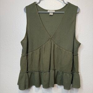 Festi by Torrid Sleeveless Waffle Knit Tiered Babydoll Top Size 1 Y2K Coquette